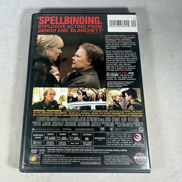 Notes On A Scandal DVD Judi Dench Cate Blanchett 2006 Drama Psychological - Picture 2 of 3